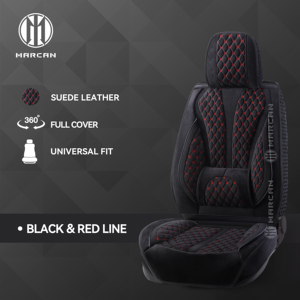 Housse de siège de voiture en cuir Marcan Marcan, ligne orange sportive, couverture complète 360°, coussin de siège universel pour Mercedes Benz Honda - Product Image 3