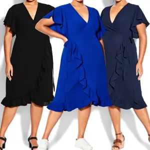 YUNNES 3XL 4XL Plus Size Dress Summer Ladies Blue V-Neck Casual Dress Chic Elegant Women's Dresses for Party 2023