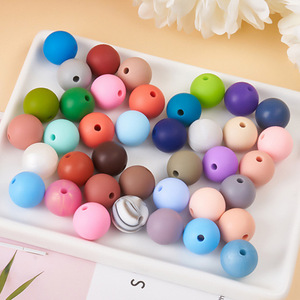 BPA 무료 패션 15mm 순수한 색상 라운드 실리콘 비즈 어린이 장난감 DIY 펜 키 체인 팔찌 목걸이 쥬얼리 액세서리 - Product Image 3