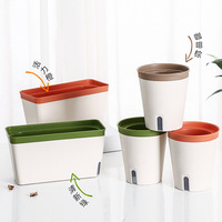 Pot tanaman plastik ramah lingkungan, Pot tanaman bunga plastik dengan Pot dalam ruangan untuk tanaman herbal dan bunga rumah