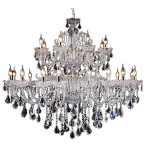 Lustre en cristal avec ampoule E26, base LED blanc chaud 3500K, corps doré, hauteur réglable, luminaire suspendu pour salon, grande taille, à fixer au plafond - Product Image 5