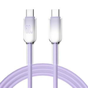 กระจกใส60W PD ชาร์จเร็วสายเคเบิล USB-C ชนิด C ถึง Type-C ซิงค์ข้อมูลแบบ Type-C และสายชาร์จอย่างรวดเร็วสำหรับสมาร์ทโฟน - Product Image 6
