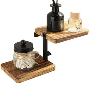 Wooden Toilet <b>Paper</b> Holder Wall Mounted With Shelf For Bathroom Storage Durable Retro <b>Colored</b> - Product Image 2