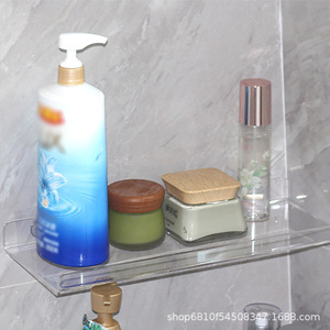 Étagère murale en acrylique XYBP, support à ventouse, support de rangement à 1 niveau pour l'organisation de la salle de bain et de la cuisine - Product Image 1