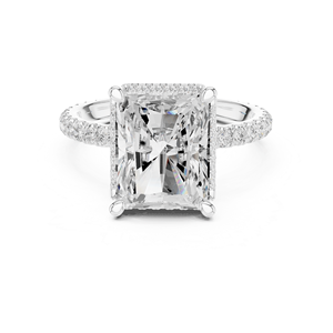 Anillo de Compromiso de Lujo con Diamante Cultivado en Laboratorio de Corte Radiante Halo Solitaire de 4.25 Quilates para Mujer, Plata de Ley 925, para Bodas y Fiestas - Product Image 3