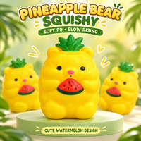 En gros, Jouet Squishy en PU à remontée lente, Ours Ananas et Pastèque Mignonne, Doux à câliner, Anti-stress