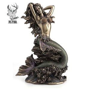 Statue de <span class=keywords><strong>sirène</strong></span> en bronze de jardin personnalisée, grande fontaine d'eau en cuivre et en laiton - Product Image 5