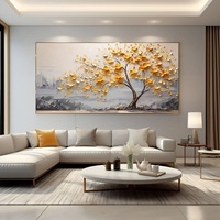 Grande peinture à l'huile abstraite texturée dorée sur toile encadrée moderne, style nature morte, pour mur au-dessus du lit ou galerie à domicile