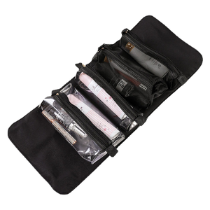 Trousse de Toilette de Voyage Simple pour Femme, Quatre-en-Un, Amovible, Multifonctionnelle, Imperméable, en Tissu Oxford, Motif Lettres Vintage - Product Image 1