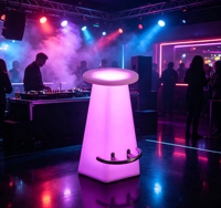 Tabouret de bar hexagonal lumineux à LED, design moderne, étanche, à couleurs changeantes, avec repose-pieds haut, pour intérieur/extérieur, salle à manger, hôtel