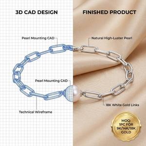 Elegante Pulsera de Perlas de Agua Dulce en Oro Sólido de 9K/14K/18K, Cadena de Eslabones Minimalista para Joyería de Lujo Diaria - Product Image 1