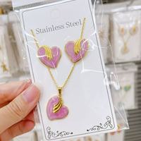 Groothandel RVS Emaille Bloem Vlinder Hart Fruit Schelp Oorbellen Set met bijpassende hanger ketting sieraden voor vrouwen