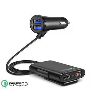 ที่ชาร์จในรถยนต์ 35W 4 พอร์ต USB 8A QC3.0 สายต่อ 1.8 ม. สำหรับที่นั่งด้านหน้าและด้านหลัง ชาร์จเร็วสำหรับโทรศัพท์มือถือในรถยนต์ - Product Image 1