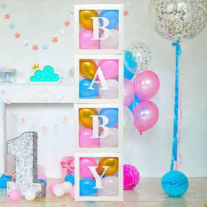 Set di Palloncini in Foil Blu e Rosa con Scatole Trasparenti Nicro, per Baby Shower, Compleanno, San Valentino, Ecologici - Product Image 4