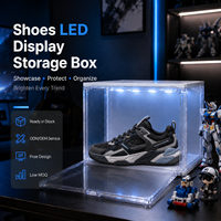 Boîte de rangement pour chaussures avec écran LED, transparente, empilable, organiseur de baskets, pour jouets, figurines, objets de collection, rangement pour salle de jeux, placard