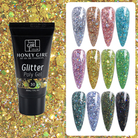 HONEY GIRL Kit Poly Gel Glitter Nouveau Professionnel Nail Art UV/LED Manucure Set Offre Spéciale Poly Gel Set