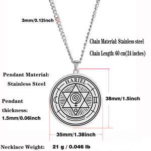 Pendentif en acier inoxydable Guardian Hariel Kabbalistic, l'Angélique quinzième des 72 Hexagrammes, Émetteur de Reiki, Talisman - Product Image 3