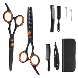 Kit de ciseaux de coiffure en acier inoxydable de 6 pouces avec peigne, ciseaux à effiler, ensemble de coupe pour barbier, pour la maison et le salon - Product Image 1