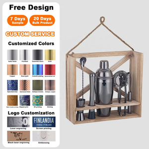 <span class=keywords><strong>Kit</strong></span> à cocktails Creation Factory, best-seller, 8 pièces, shaker en acier inoxydable noir, coffret cadeau, boîte en bois, capacité 700 ml, écologique - Product Image 1