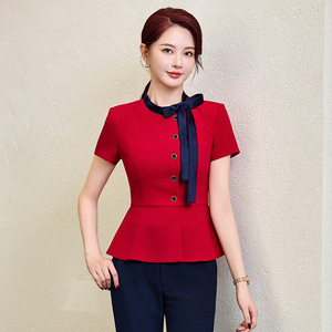 Summer Short Sleeve Suit Skirt For Hotel Staff Professional Formal Attire Women Polyester Cotton Uniform - Product Image 2