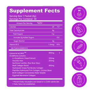 OEM kollajen detoks içecek doğal takviyeleri cilt beyazlatma tozu poşet anında toz kollajen + Gluta detoks içecek - Product Image 2