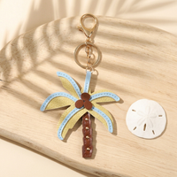 Porte-clés en PU en forme de cocotier, breloque de sac style palmier tropical, pendentif de sac à main pour les vacances d'été