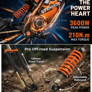Moto électrique tout-terrain sans balais 3600W 48V, autonomie 80km, nouvelle, légère, pour la course cross-country - Product Image 4