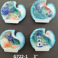 Aimant de réfrigérateur en résine avec logo personnalisé, design d'eau de mer, souvenir de plage océanique, coquillage bleu