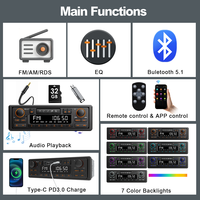 Grandnavi Classic Car Retro 1 DIN Radio AM/FM Lecteur MP3 Ports USB/AUX Haut-parleur intégré Amplificateur de son haute résolution FLAC/WAV 12V SD