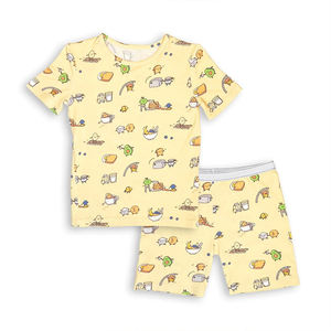 Enfants Pyjamas À Manches Courtes En Bambou Bio D'été Enfants Pj Pyjamas Pour Enfants Garçon Chemises Et Shorts Ensemble Vêtements De Nuit Personnalisés - Product Image 4