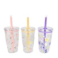Bouteille d'eau réutilisable en Tritan sans BPA, esthétique, motif dessin animé, résistante à la chaleur, portable, isolation thermique 6 heures, avec paille