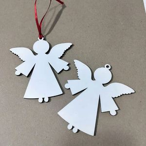White Round MDF Christmas <b>Tree</b> <b>Ornament</b> with Wigs Hanging Decoration - Product Image 2