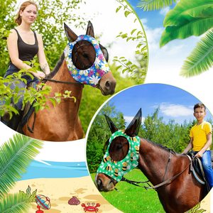 Masque anti-mouches personnalisé pour chevaux Masque élastique confortable pour chevaux avec oreilles <span class=keywords><strong>Filet</strong></span> <span class=keywords><strong>de</strong></span> protection UV Fournitures respirantes pour chevaux Couvre-visage - Product Image 5