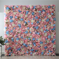 Nouveau mur d'herbe verte de toile de fond de mariage lisse de 8 pieds avec rose rouge et mur de plantes artificielles pour les occasions de Noël en vente!
