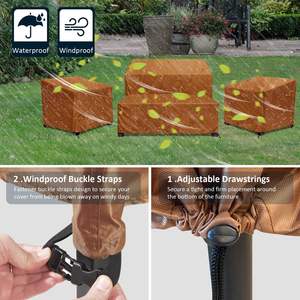 7 kişilik ağır su geçirmez veranda sandalye koltuk takımı kapak dış mekan mobilya örtüsü Rattan kanepe kılıfı - Product Image 4