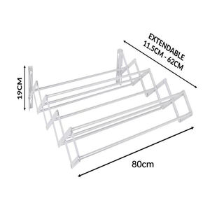 Séchoir à <span class=keywords><strong>linge</strong></span> mural en aluminium pliable de 80cm en accordéon rétractable pour buanderie tour de salle de bain - Product Image 2