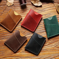 Portefeuille minimaliste en cuir Crazy Horse, porte-cartes fin, multi-emplacements, étui à cartes en cuir pour cartes de crédit et argent liquide