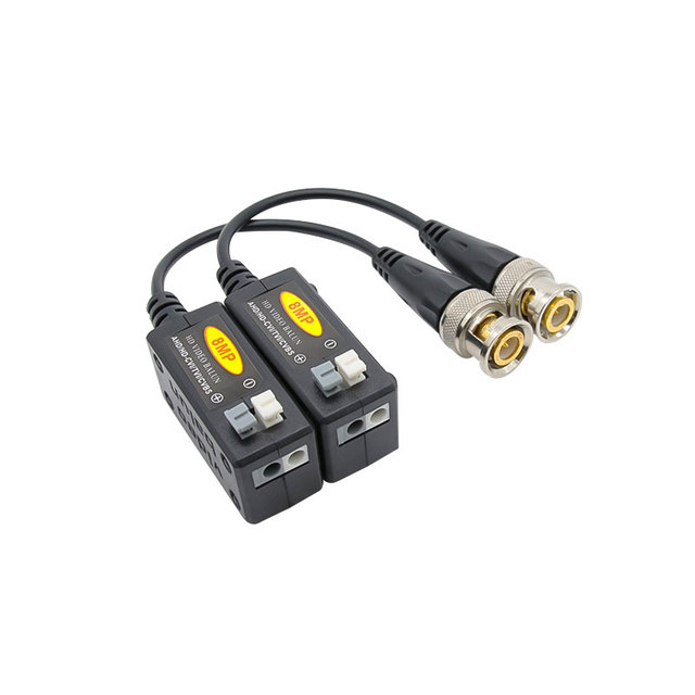 Passive CCTV 8MP Video Balun Coaxial HD Single AHD/CVI/TVI/CVBS Twisted Pair Transmitter 300m BNC Connector Monitor