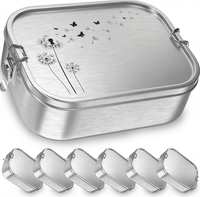 Boîte à lunch réutilisable en acier inoxydable 800 ml, boîte bento anti-fuite avec séparateur flexible pour enfants et adultes, portable