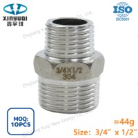 Raccord hexagonal mâle en acier inoxydable SS304 1/2"x3/4" BSPT BSPP pour tuyauterie de pression