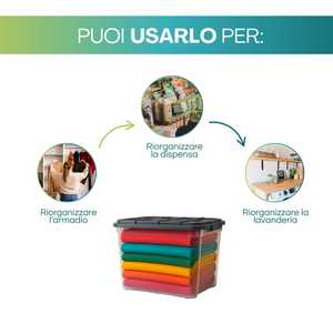 Contenedor de Almacenamiento de Plástico Transparente Multiusos de 59L, Apilable con Ruedas para Lavandería y Organización - Product Image 5