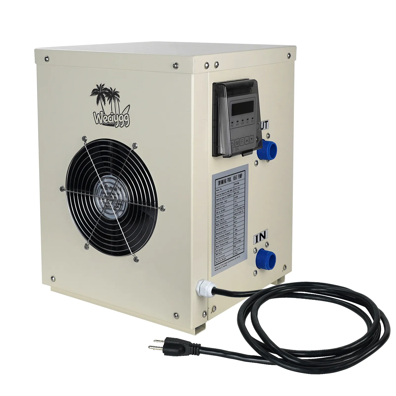 12000BTU Dc Mini Swimming Pool Heat Pump Vertical Inverter Air to Water Heater 110V 60Hz