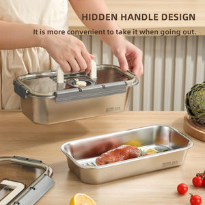 Lekfre Acier Inoxydable 304 Réfrigérateur Récipient De Stockage Avec Poignée Récipient Alimentaire Sous Vide Avec Couvercle Récipients Alimentaires Ensemble De Stockage - Product Image 5