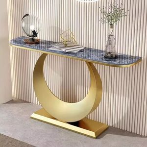 <span class=keywords><strong>Mesa</strong></span> de Decoración de Entrada con Base de <span class=keywords><strong>Media</strong></span> <span class=keywords><strong>Luna</strong></span> en Metal Dorado, Mueble Moderno para Sala de Estar, <span class=keywords><strong>Mesa</strong></span> de Esquina para Pasillo - Product Image 2