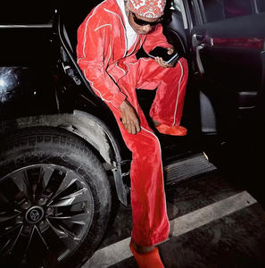 Ensemble survêtement en velours surdimensionné avec logo brodé personnalisé, sweat-shirt et pantalon de jogging, bordure réfléchissante en velours - Product Image 5