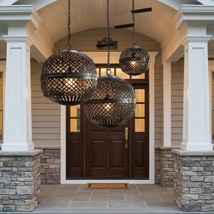 European Style Outdoor Glass Floor Metal Lantern Garden Decoration Model Candle Holder Ornaments Iron Wind Lanterns - Product Image 1
