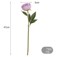 Dekorasi Ruang Tamu Bunga Peony Buatan Tiruan untuk Pajangan Jendela Mal, Buket Tunggal dengan Cetakan Layar, Model Pernikahan