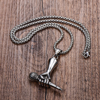 Collier pour homme en acier inoxydable 316L PVD, personnalisé, étanche, style hip-hop punk rock créatif, microphone, best-seller