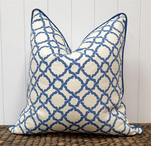 Federa per <span class=keywords><strong>Cuscino</strong></span> in Poliestere con Bordatura, Copricuscino Primaverile Blu-Grigio - Product Image 1