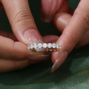 Anillo de Bodas de Oro Blanco de 14k con Moissanita para Mujer, Elegante Anillo de Moissanita para Regalos, Fiestas, Aniversarios, Joyería - Product Image 3